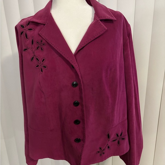 Dressbarn Pink Blazer with Floral Embroidery - Picture 2 of 9